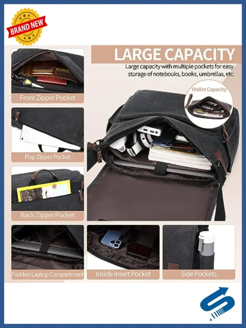 Canvas Messenger Bag 17-17.3